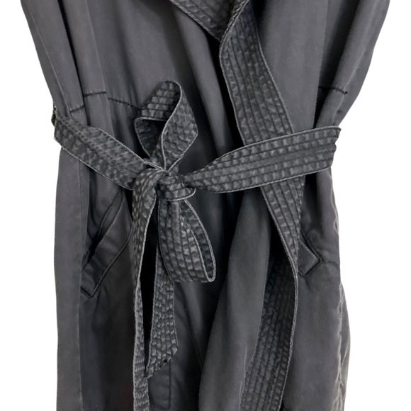 ANTHROPOLOGIE Hei Hei Trapunto Sash Belted Midi Trench Coat Gray - Picture 9 of 11